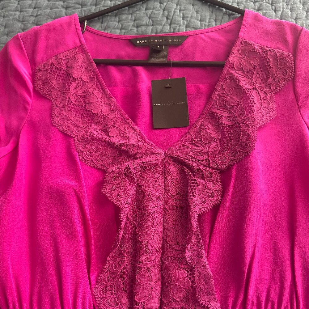 Marc Jacobs fuschia silk dress, TAGS ON, size 2